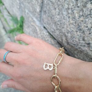 Gold Chain stainless steel Bracelet with Initial B Charm